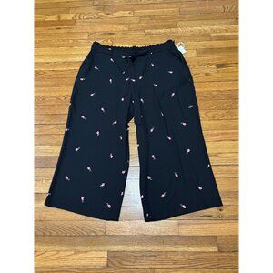 Lauren Conrad Womens High Rise Wide Leg Cropped Pants Sz 2XL Black Belt NWT $50